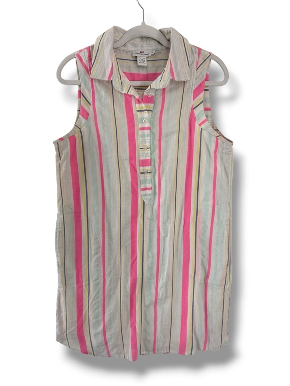 Vineyard Vines Boca Grande Striped Sleeveless Shirtdress w/Pockets, Women’s 8